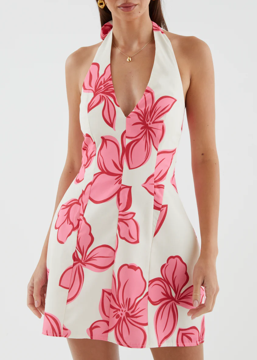 Tristan Halter Dress - Pink Flowers - Image 7