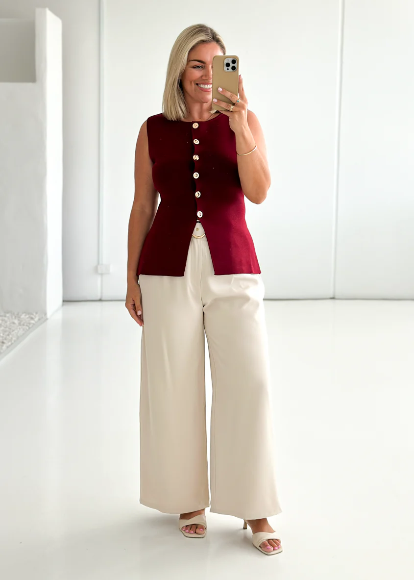 Tristy Knit Vest - Merlot - Image 13