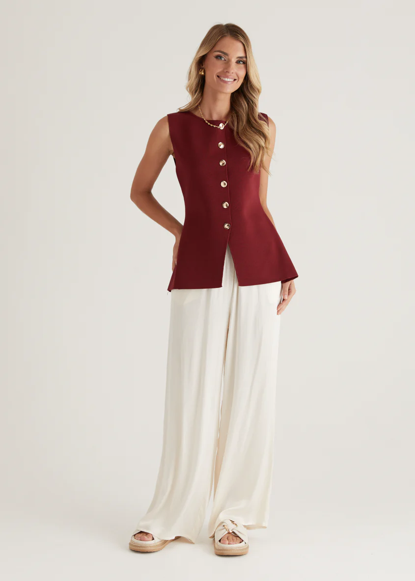 Tristy Knit Vest - Merlot - Image 14
