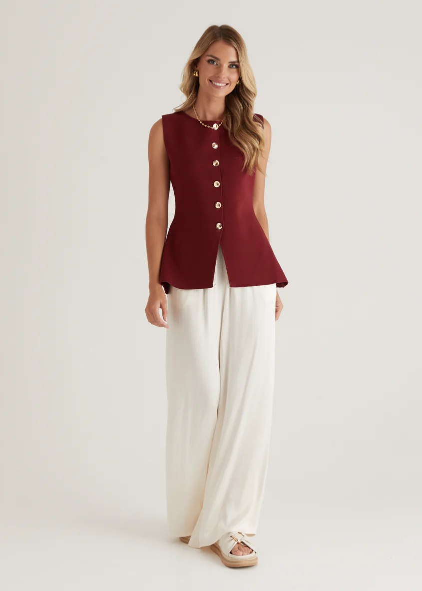 Tristy Knit Vest - Merlot - Image 16