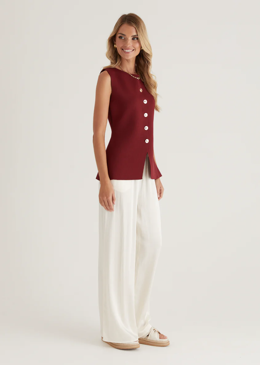 Tristy Knit Vest - Merlot - Image 17