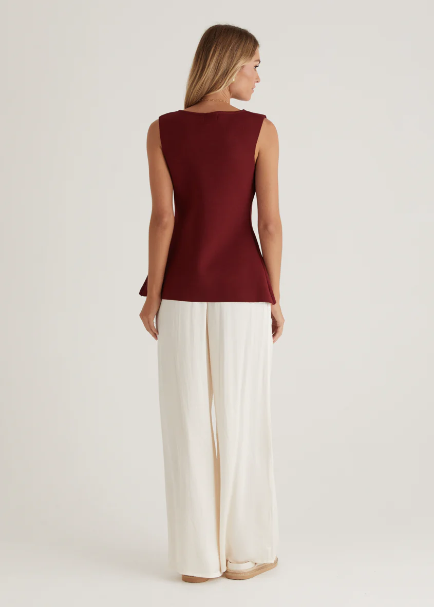 Tristy Knit Vest - Merlot - Image 18