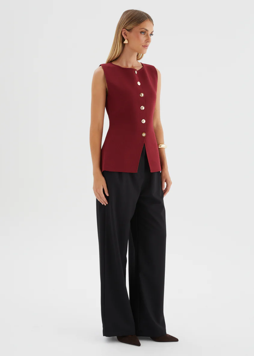 Tristy Knit Vest - Merlot - Image 6