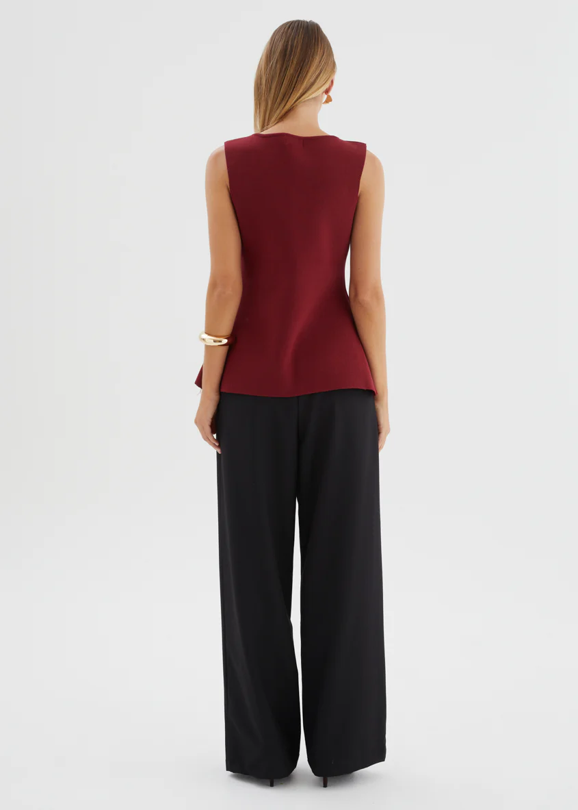 Tristy Knit Vest - Merlot - Image 8