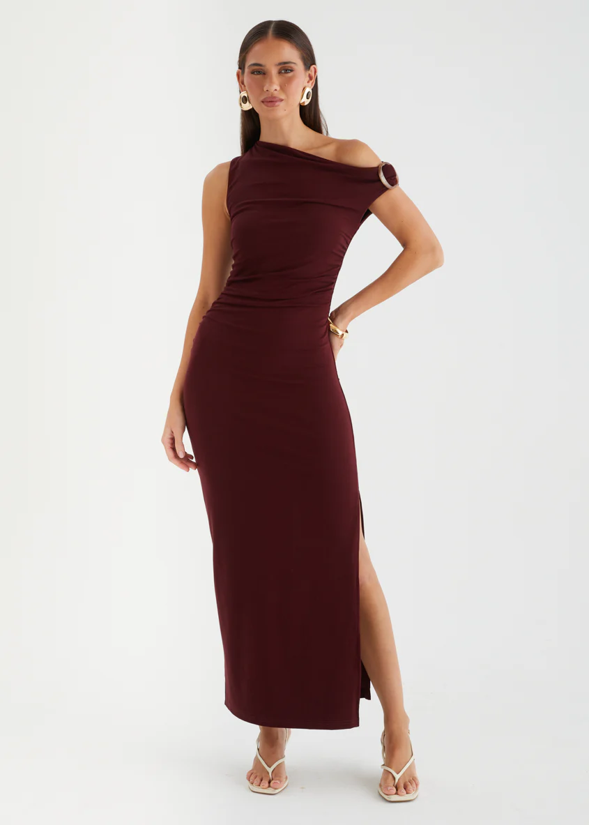 Tula Drop Shoulder Maxi Dress - Merlot - Image 3
