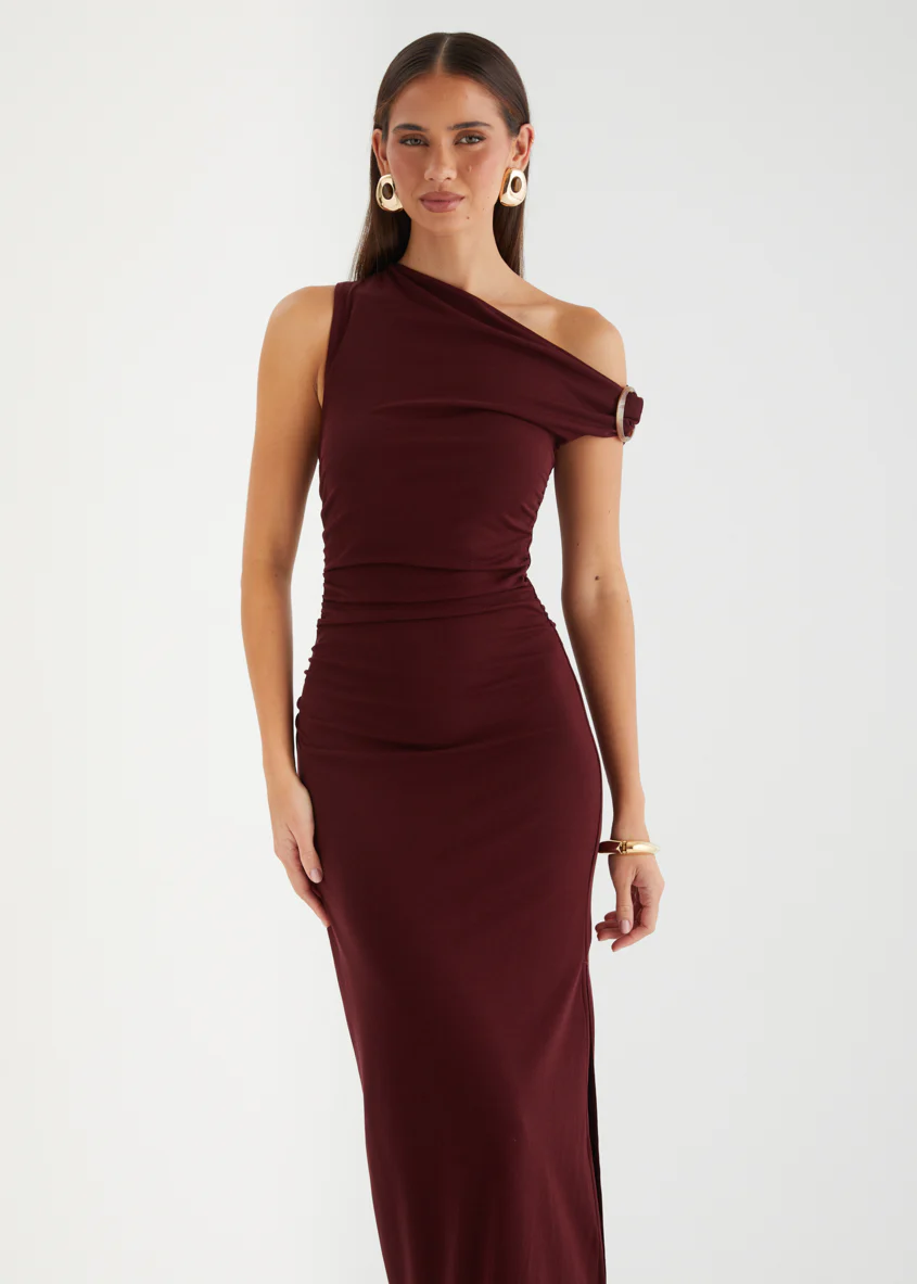 Tula Drop Shoulder Maxi Dress - Merlot - Image 4