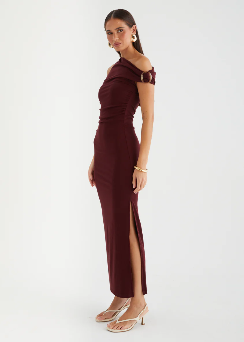 Tula Drop Shoulder Maxi Dress - Merlot - Image 5