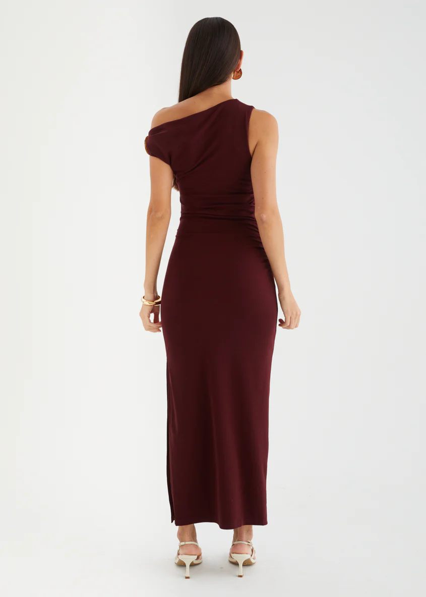 Tula Drop Shoulder Maxi Dress - Merlot - Image 6