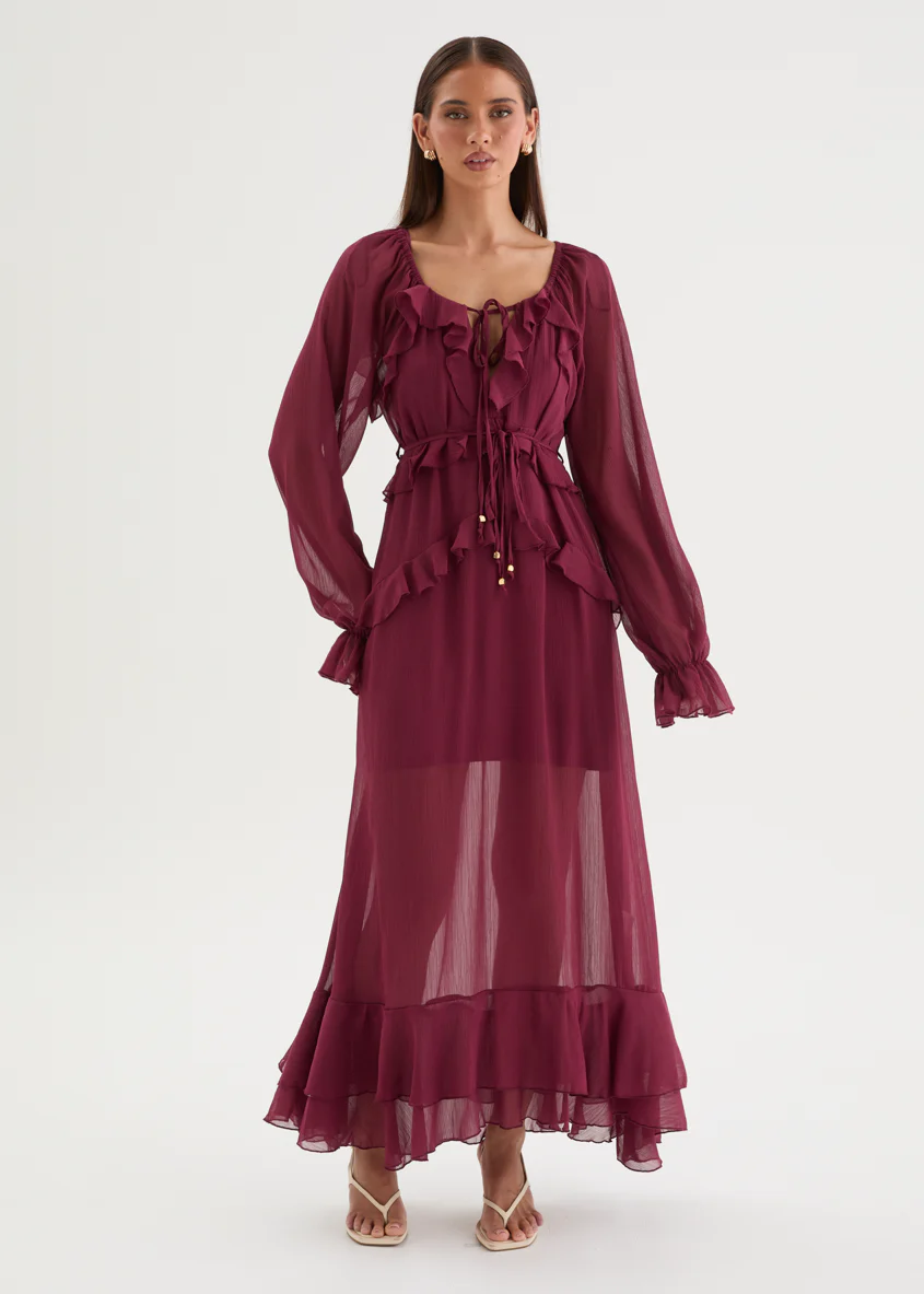Valdora Maxi Dress - Wine - Image 2