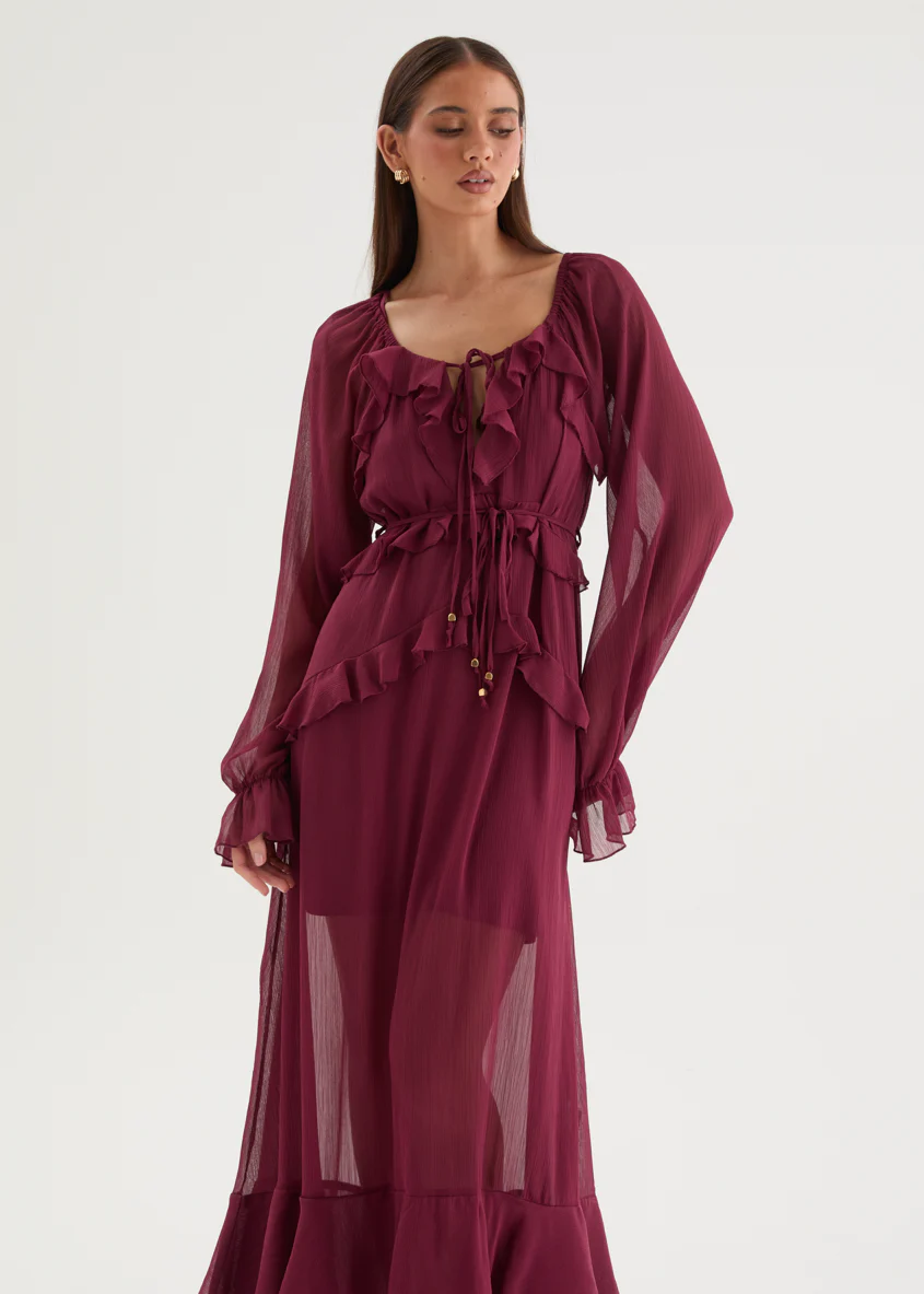 Valdora Maxi Dress - Wine - Image 3