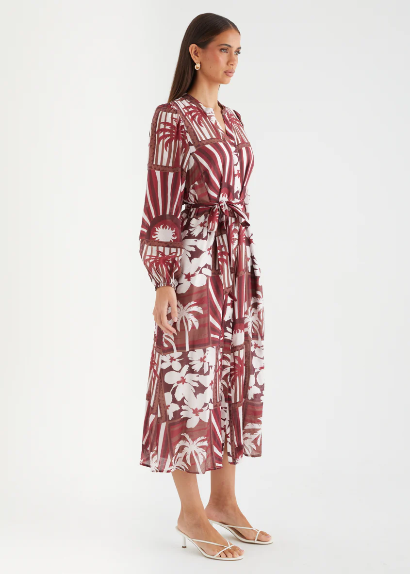 Valence Midi Dress - Burgundy Palms - Image 5
