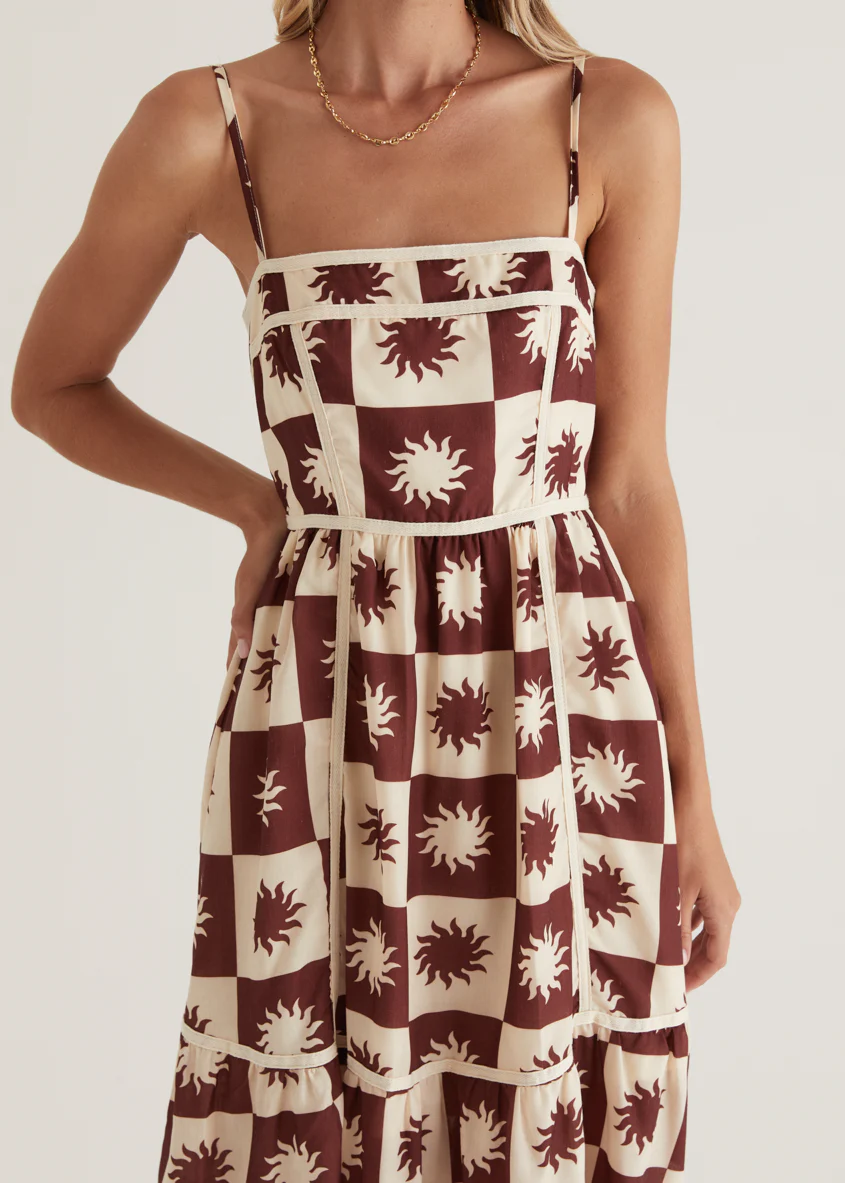 Valencia Midi Dress - Brown Abstract - Image 8