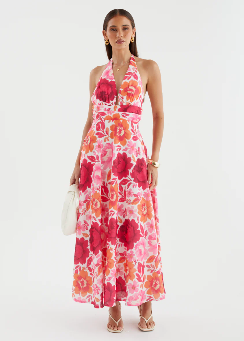Valkyrie Halter Maxi Dress - Pink Bloom - Image 3
