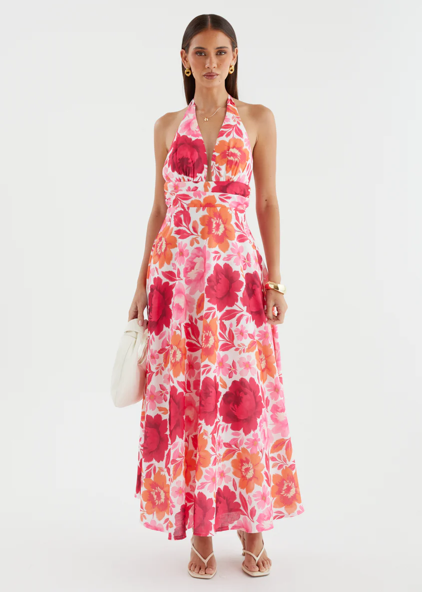 Valkyrie Halter Maxi Dress - Pink Bloom - Image 4