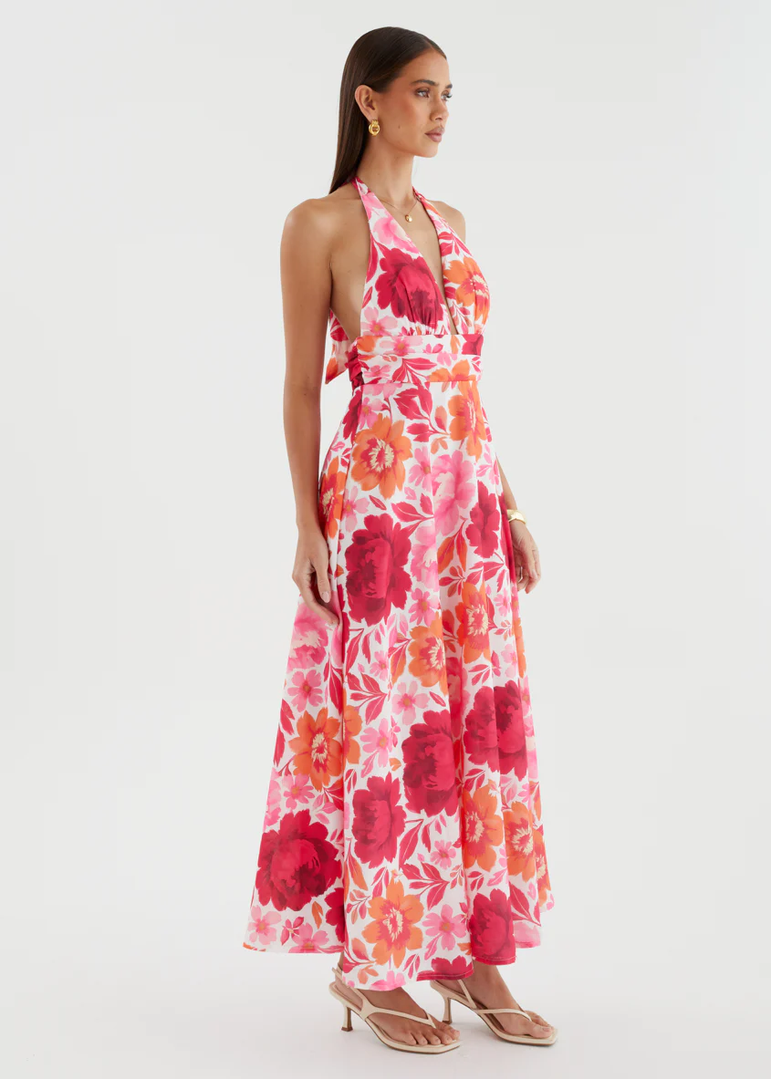 Valkyrie Halter Maxi Dress - Pink Bloom - Image 5