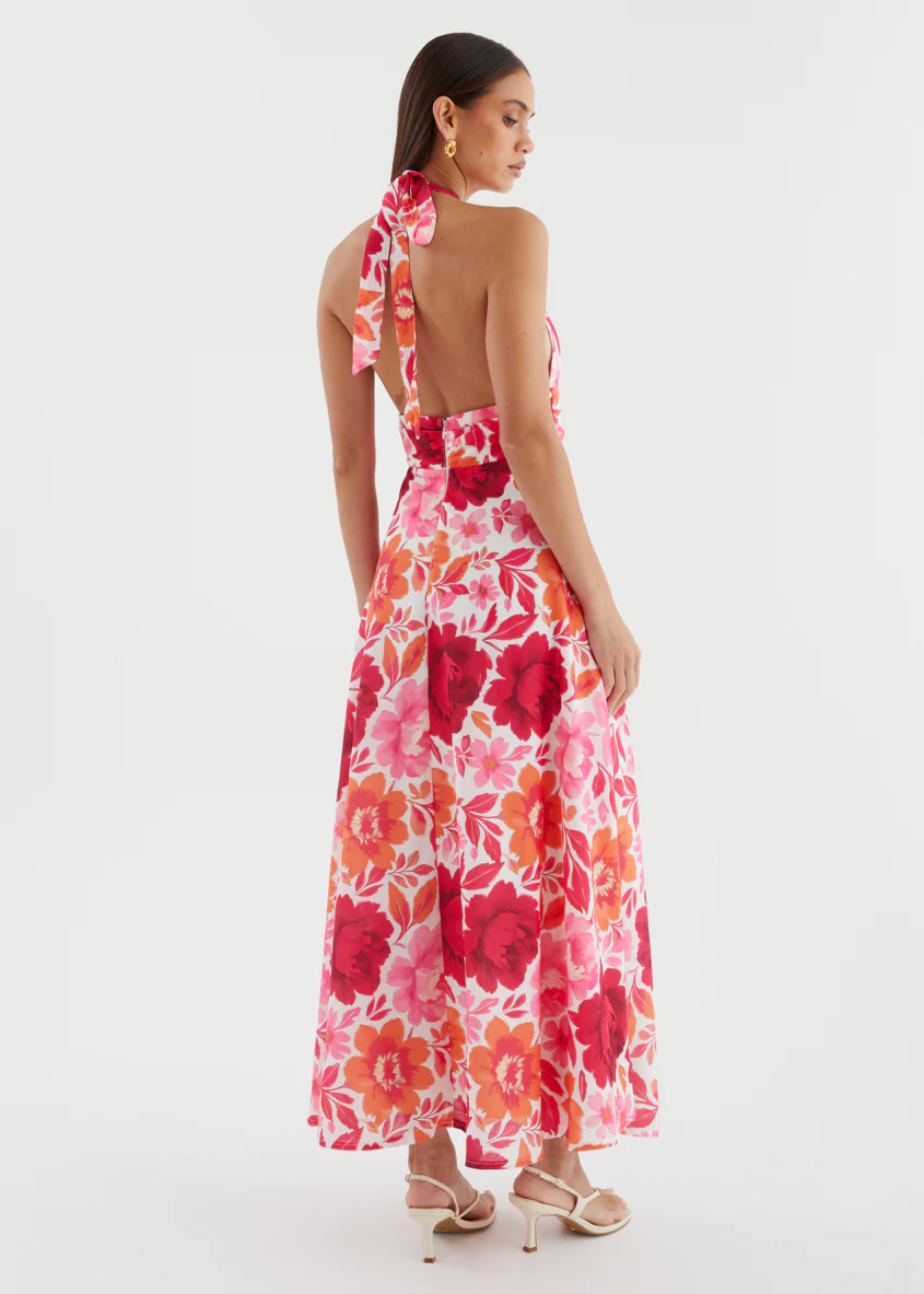 Valkyrie Halter Maxi Dress - Pink Bloom - Image 6