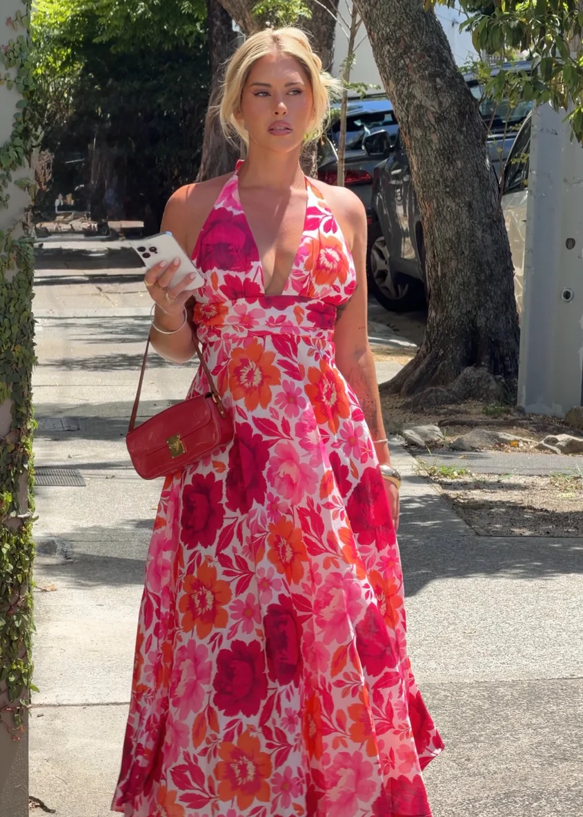 Valkyrie Halter Maxi Dress - Pink Bloom - Image 8
