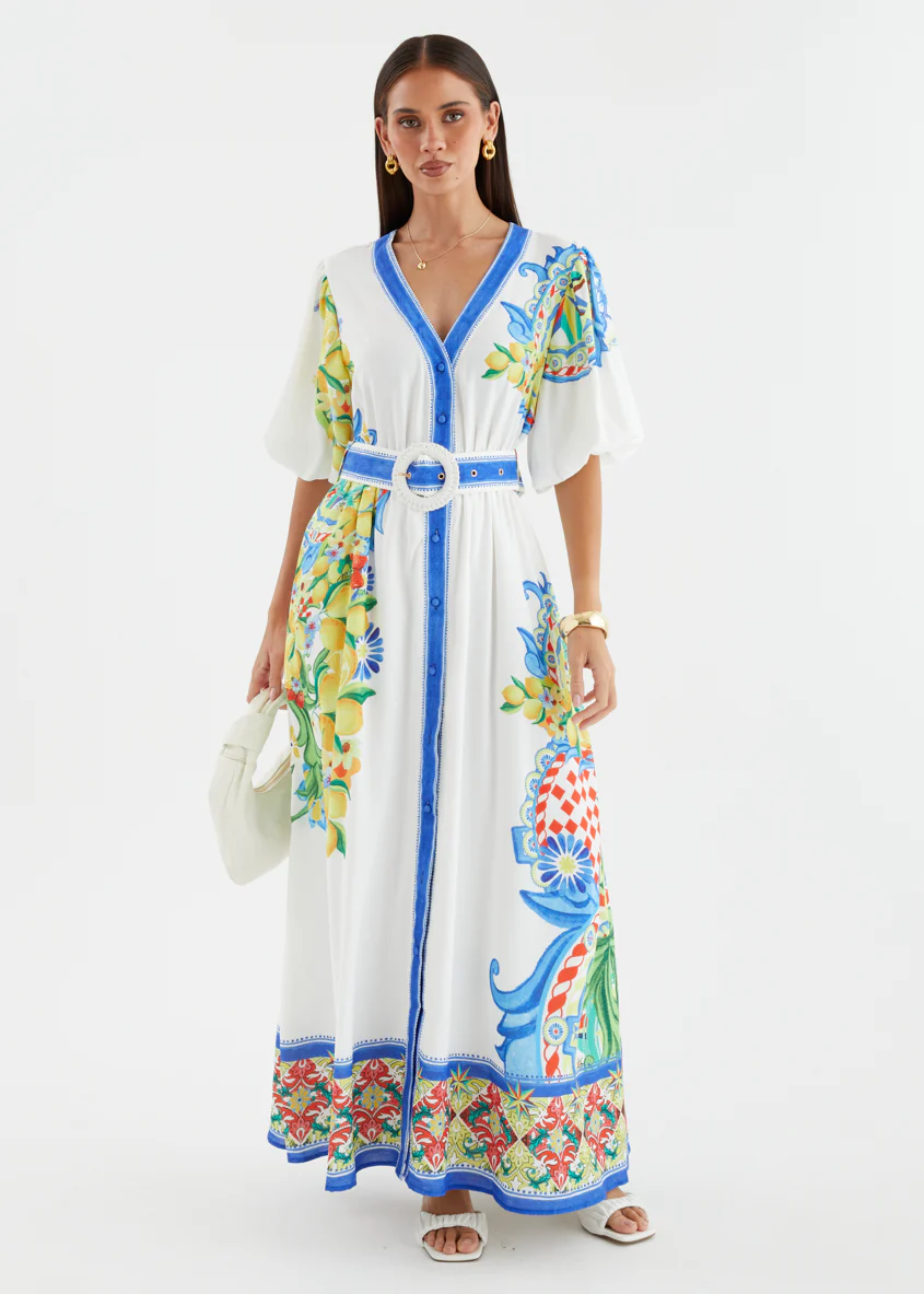 Vivianna Maxi Dress - White Positano