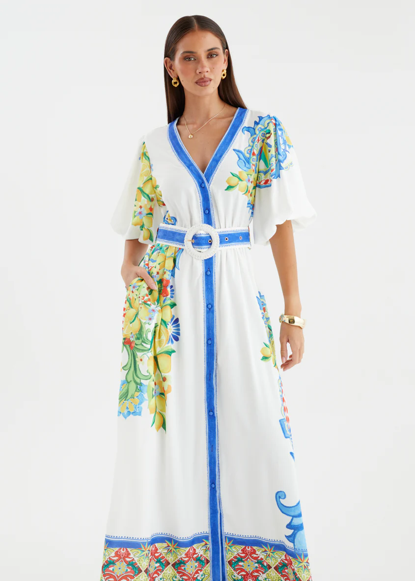 Vivianna Maxi Dress - White Positano - Image 4