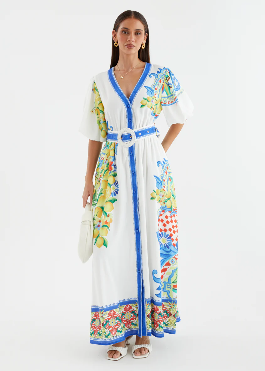 Vivianna Maxi Dress - White Positano - Image 5
