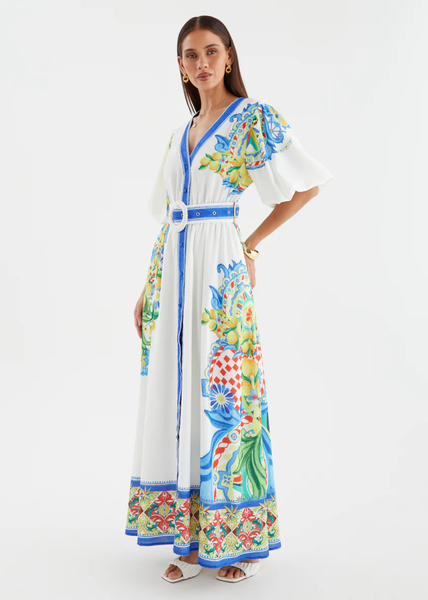 Vivianna Maxi Dress - White Positano - Image 8