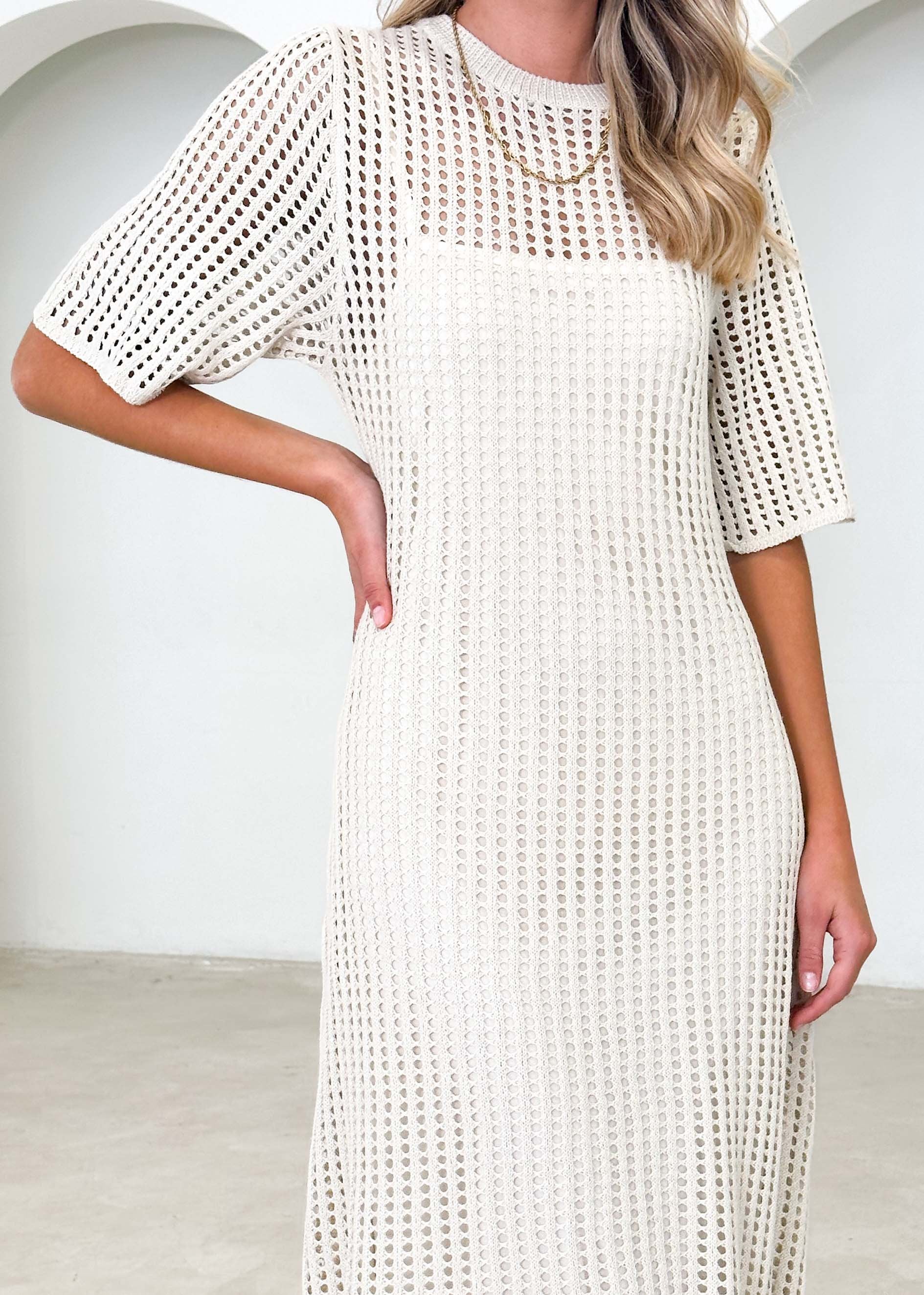 Vivvy Crochet Maxi Dress - Cream - Image 20