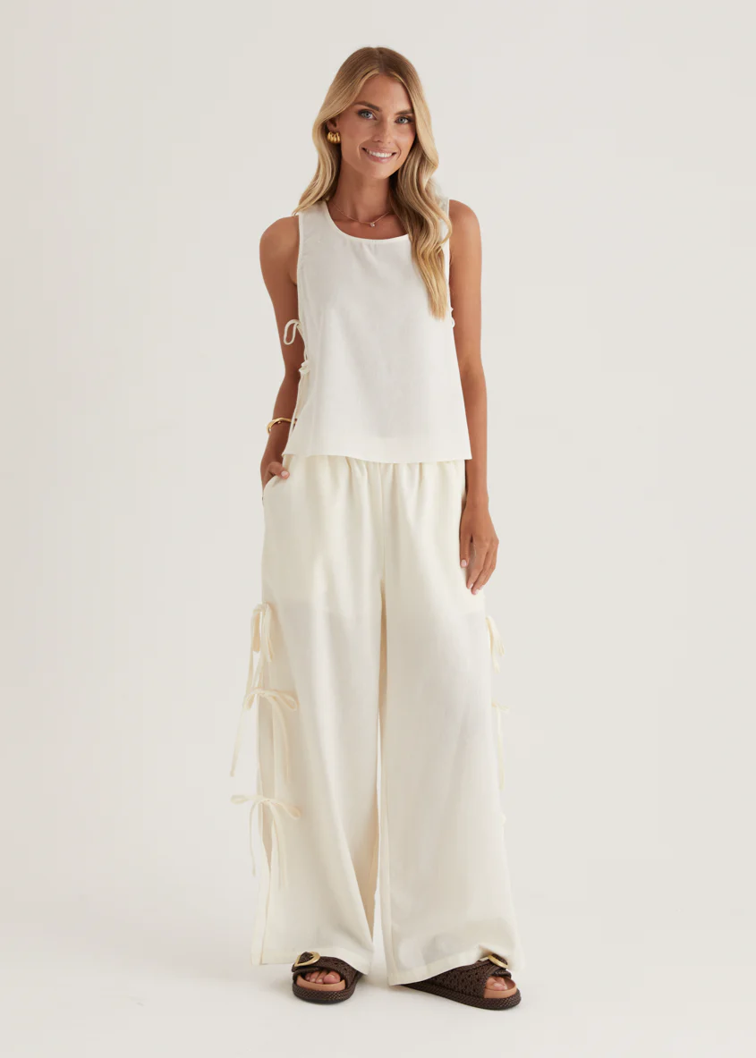 Whinley Tie Top - Cream - Image 3