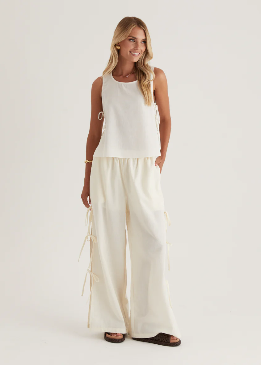 Whinley Tie Top - Cream - Image 5