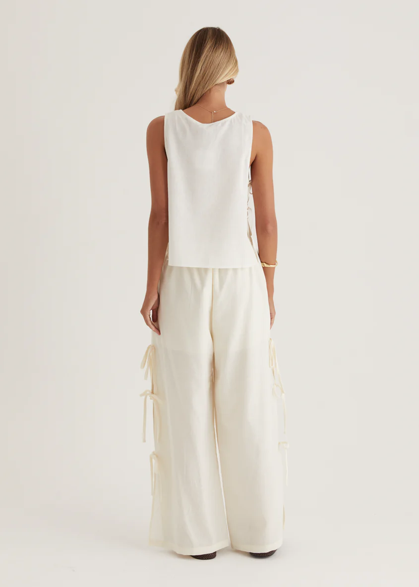Whinley Tie Top - Cream - Image 7
