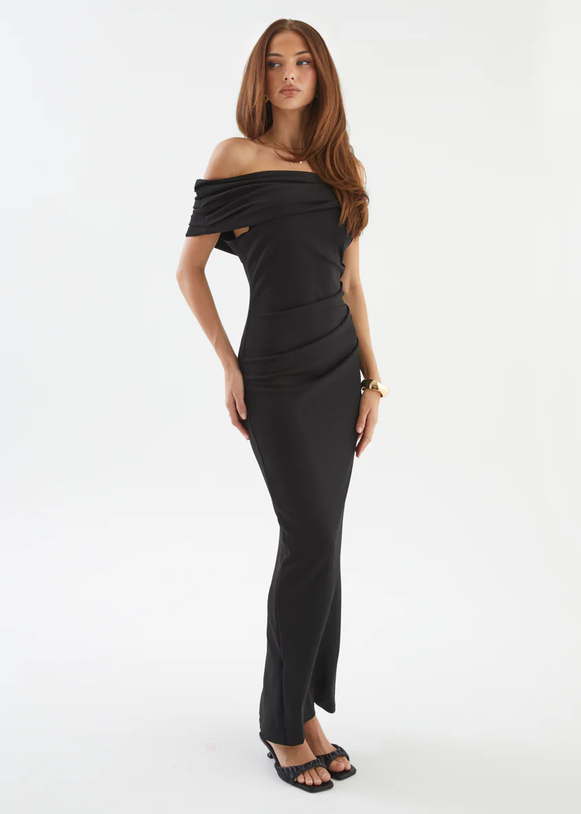 Willa Off Shoulder Maxi Dress - Black - Image 4