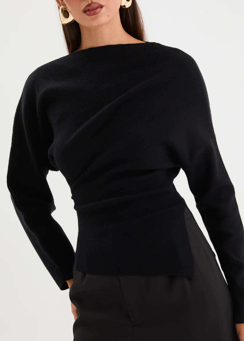Willowly One Shoulder Knit Top - Black - Image 10