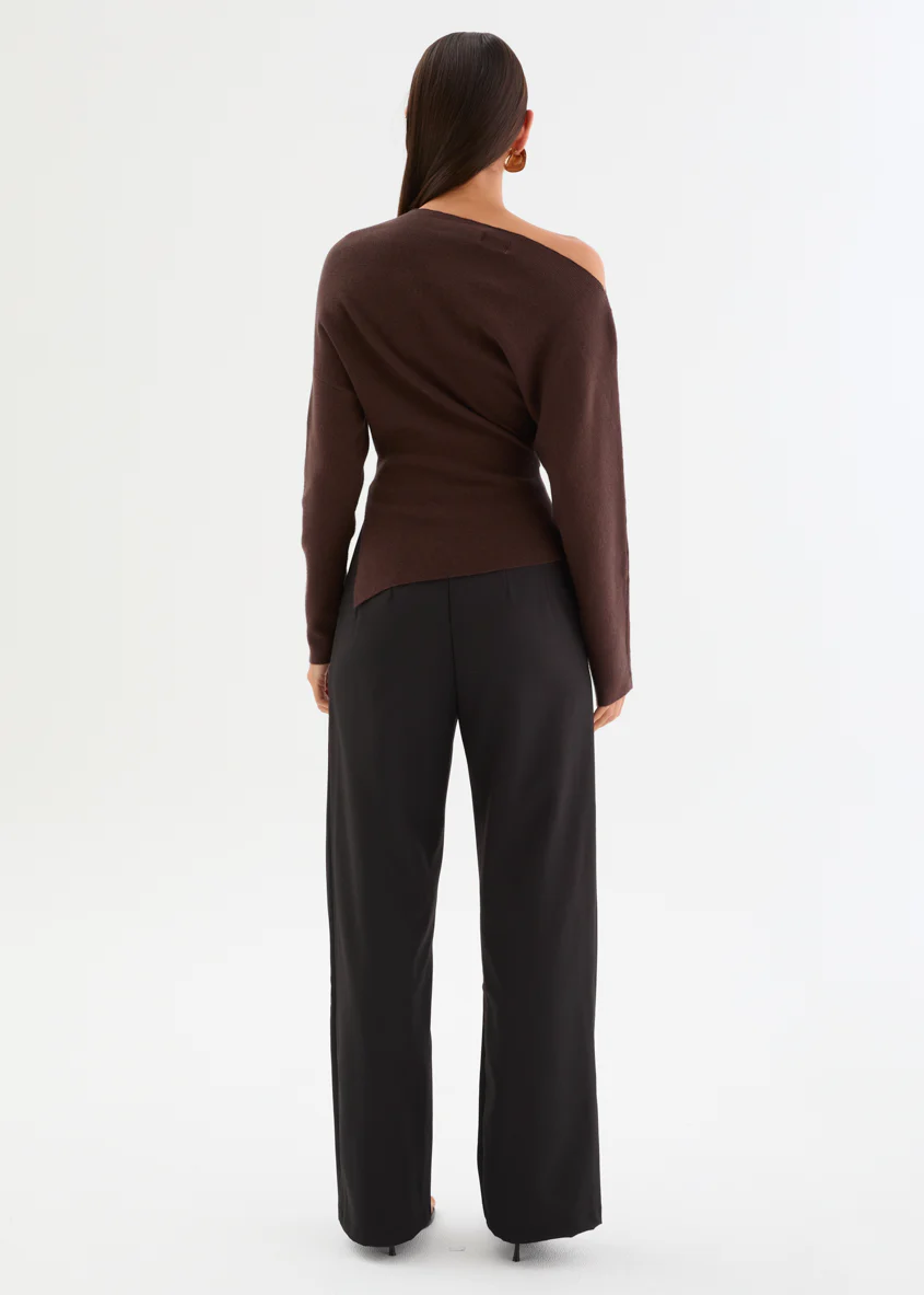 Willowly One Shoulder Knit Top - Chocolate - Image 9