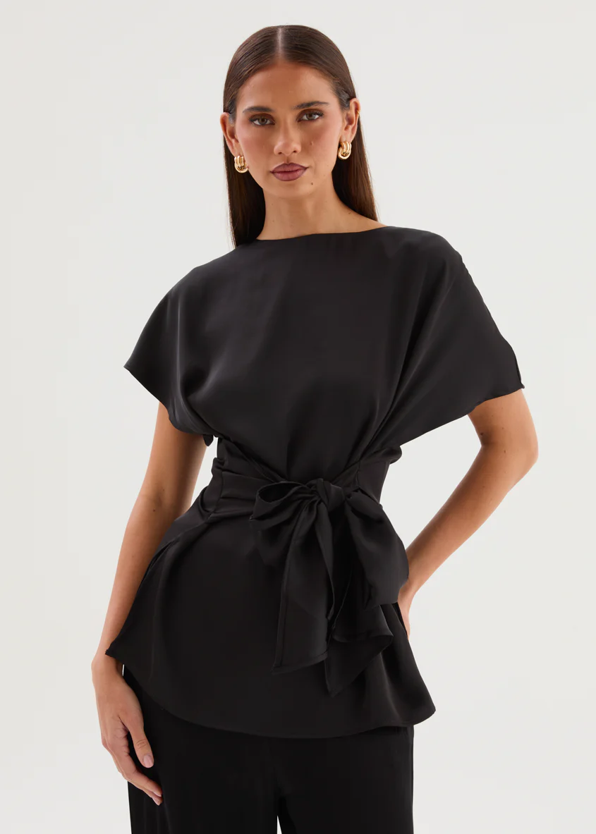 Wiluna Tie Top - Black