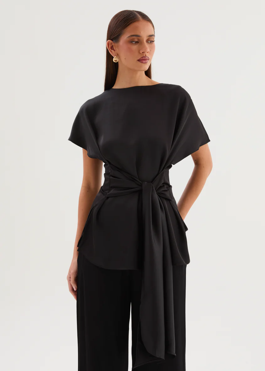 Wiluna Tie Top - Black - Image 3