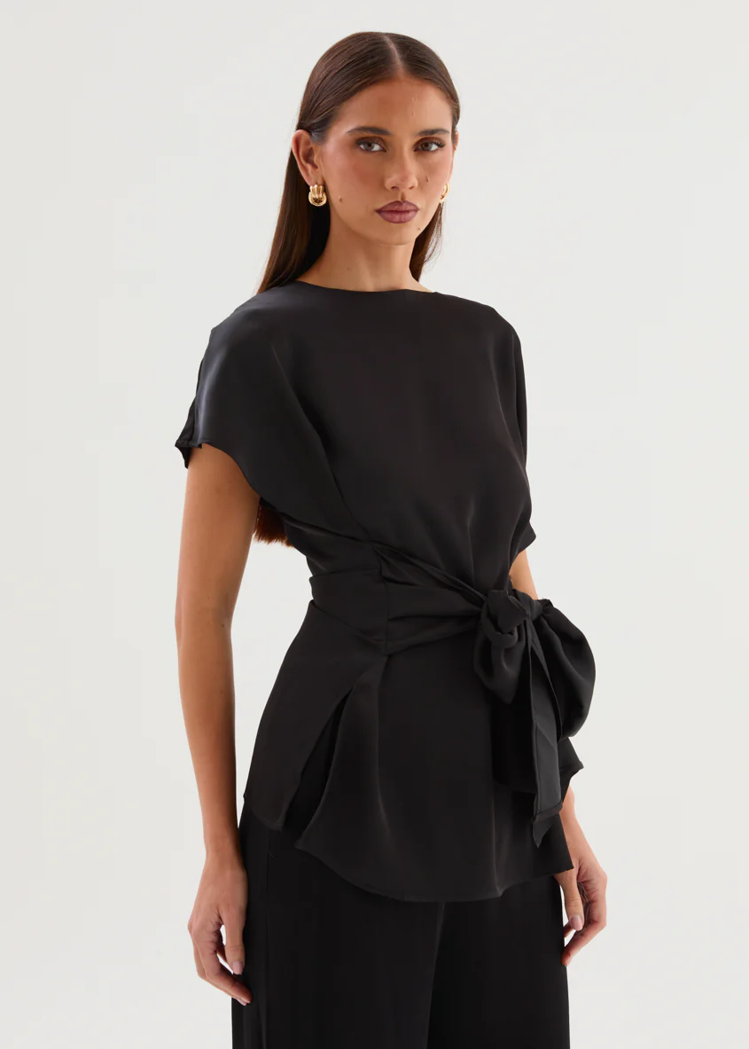 Wiluna Tie Top - Black - Image 4
