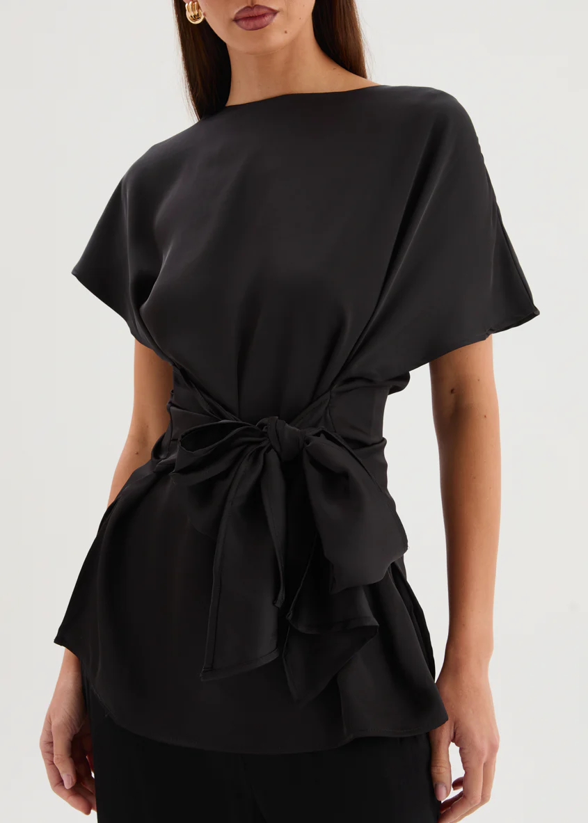 Wiluna Tie Top - Black - Image 9