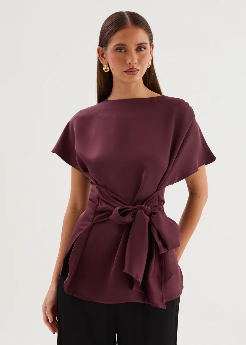 Wiluna Tie Top - Wine