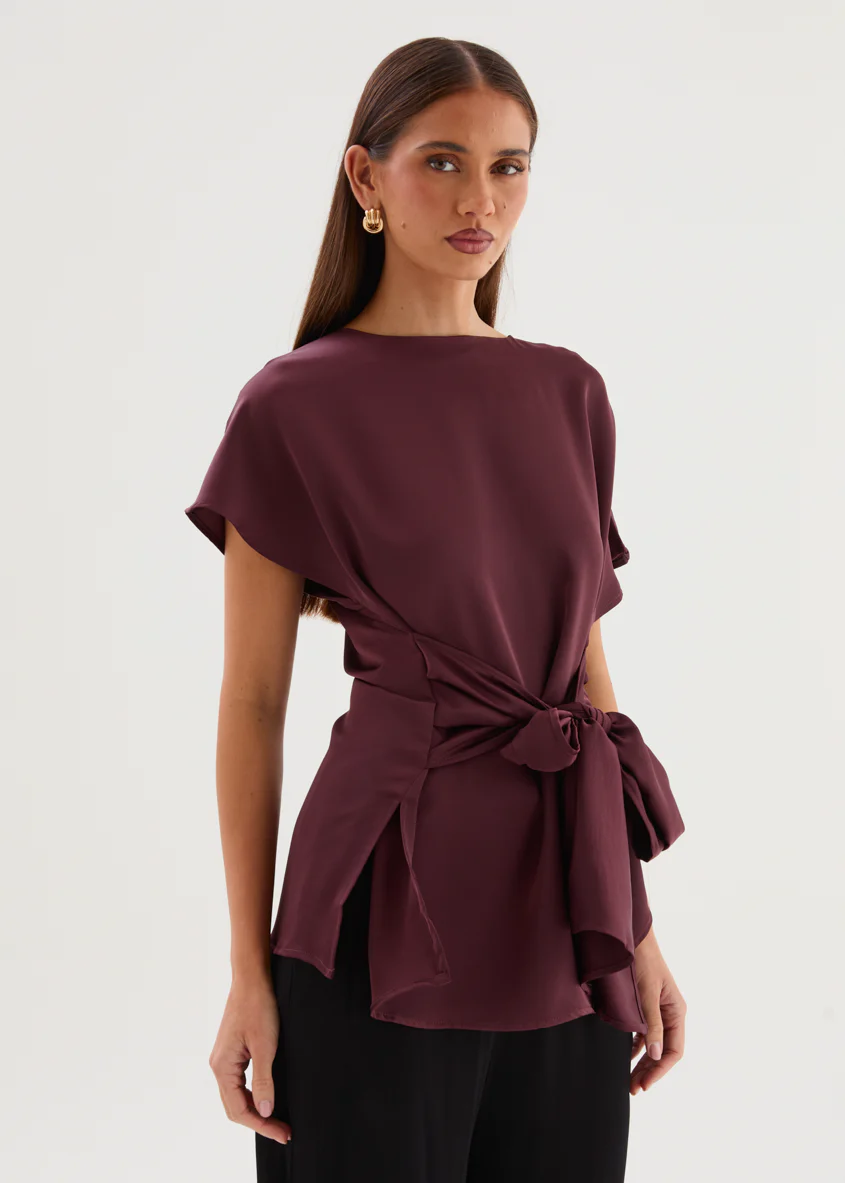 Wiluna Tie Top - Wine - Image 3