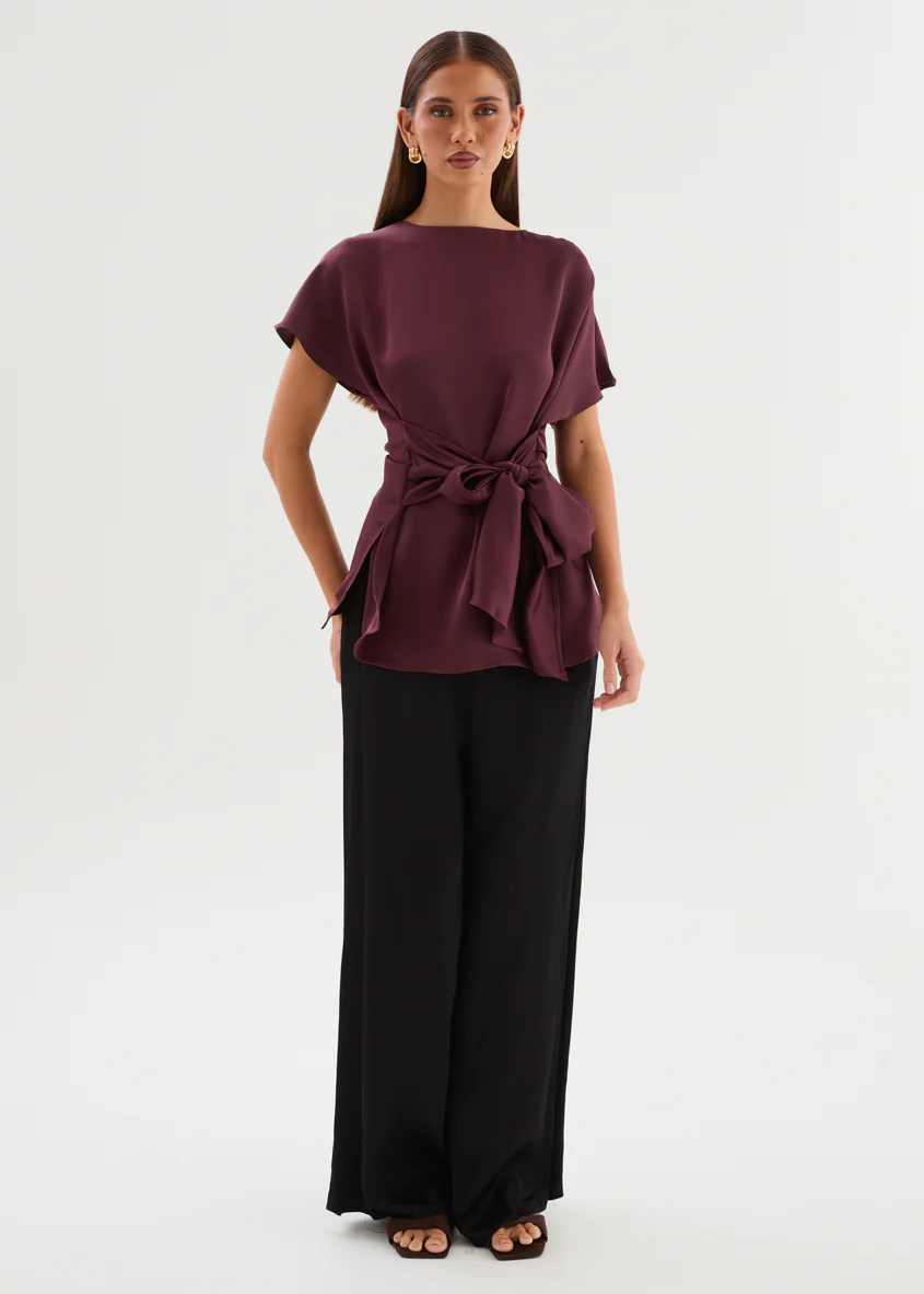 Wiluna Tie Top - Wine - Image 4