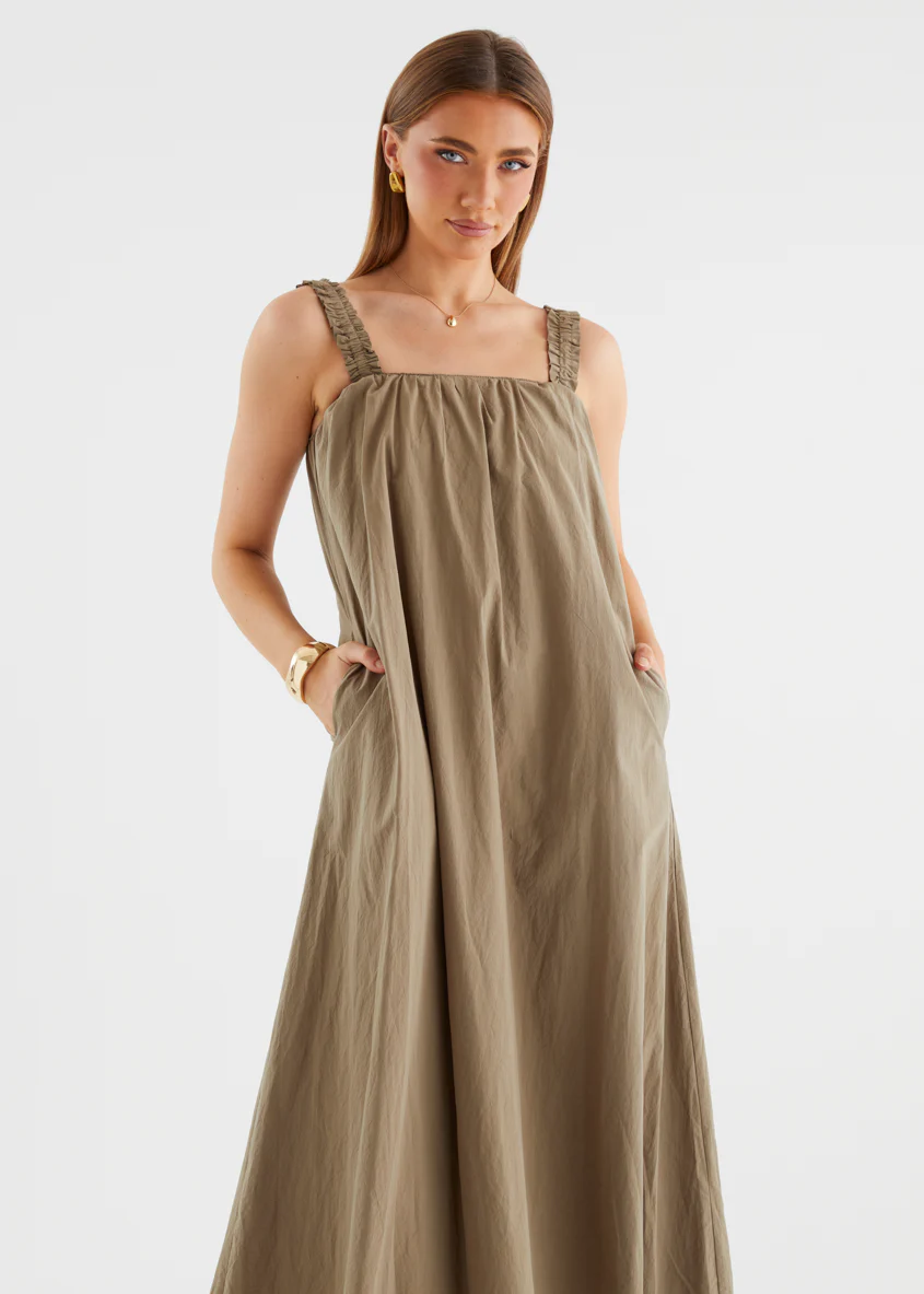 Woodstock Maxi Dress - Khaki - Image 13