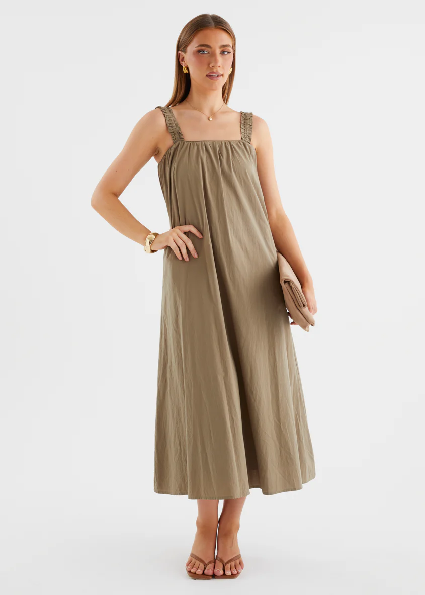 Woodstock Maxi Dress - Khaki - Image 14