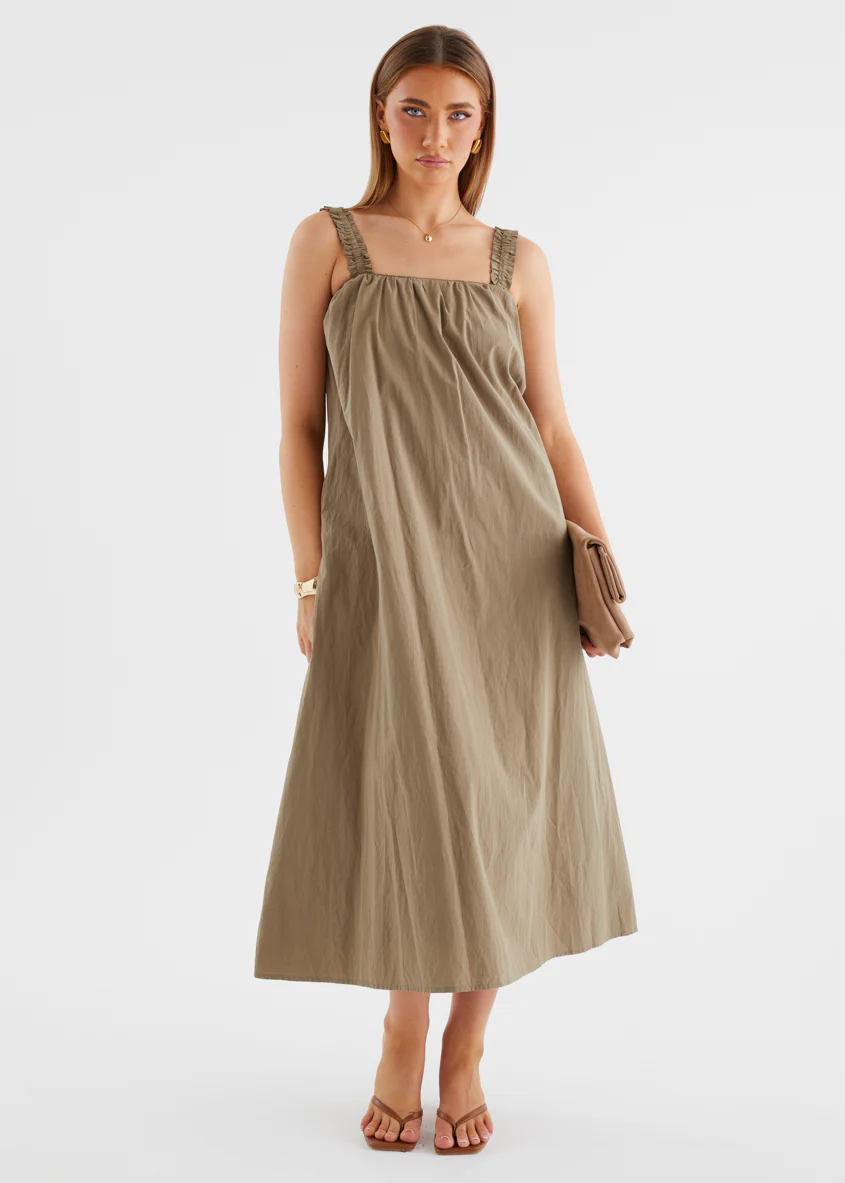 Woodstock Maxi Dress - Khaki - Image 15