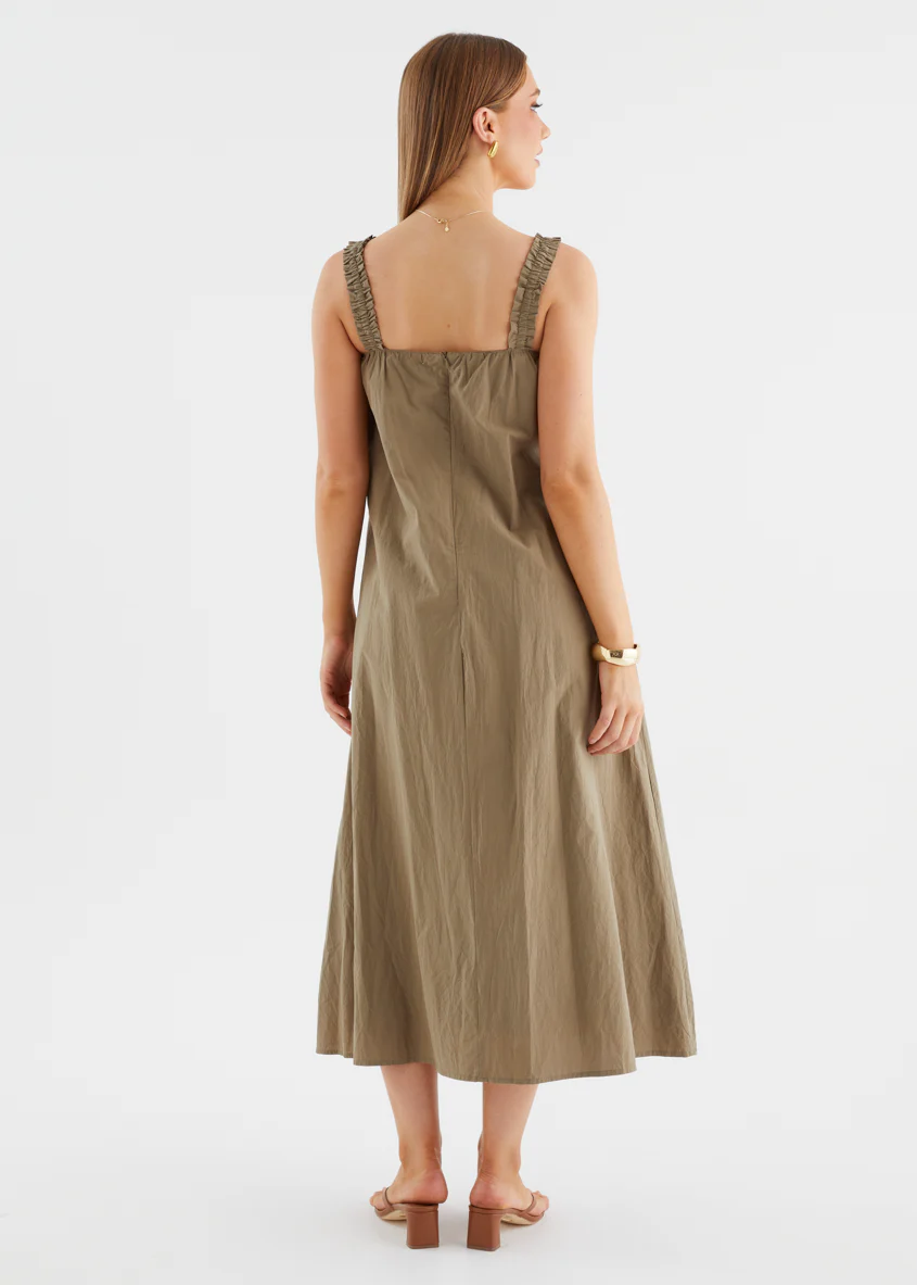 Woodstock Maxi Dress - Khaki - Image 17