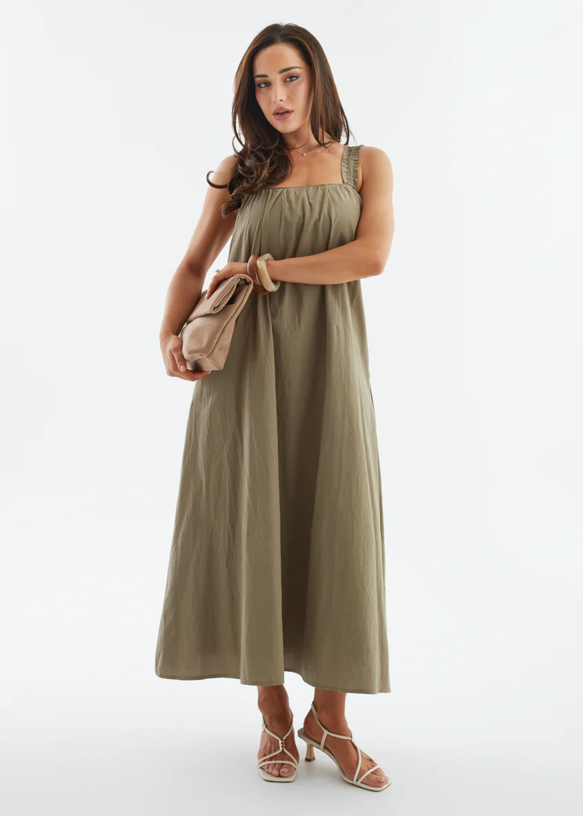 Woodstock Maxi Dress - Khaki - Image 19