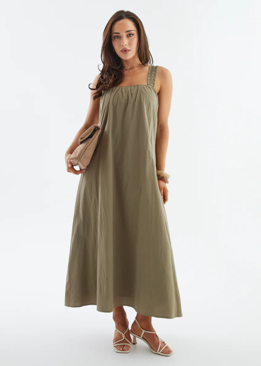 Woodstock Maxi Dress - Khaki - Image 21