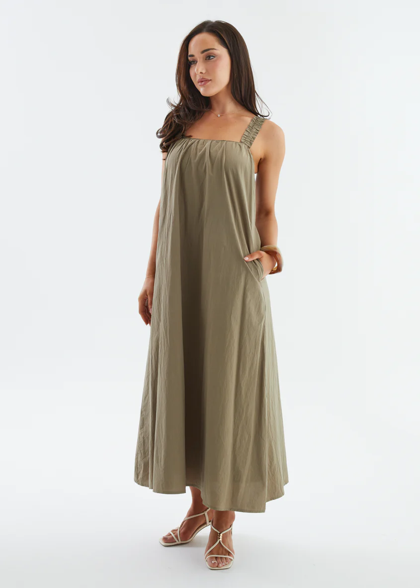 Woodstock Maxi Dress - Khaki - Image 23