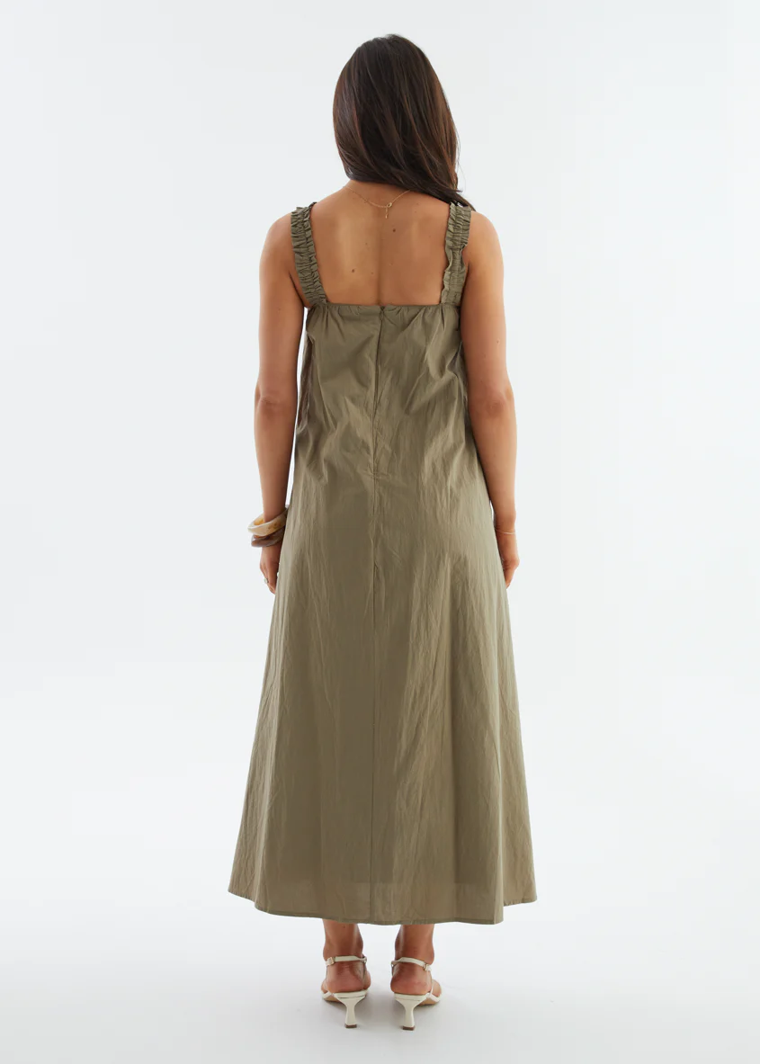 Woodstock Maxi Dress - Khaki - Image 24