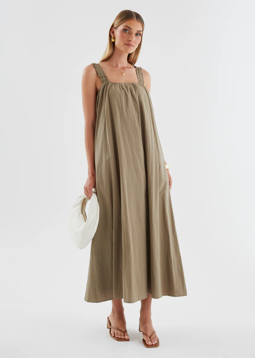 Woodstock Maxi Dress - Khaki - Image 3