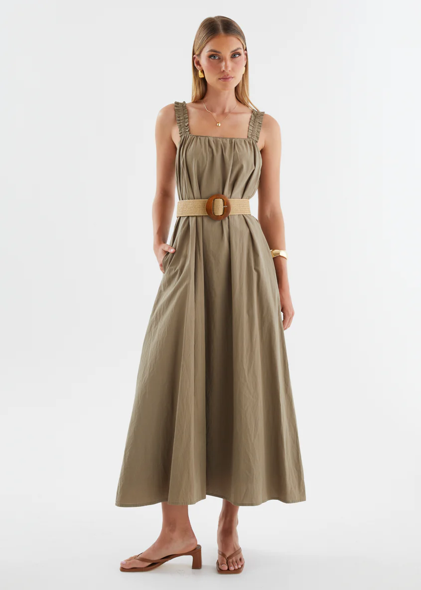 Woodstock Maxi Dress - Khaki - Image 4