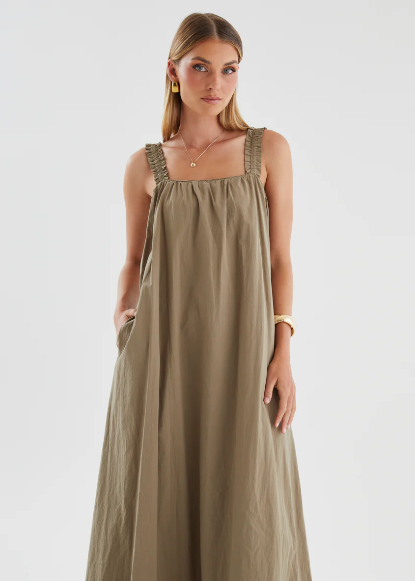 Woodstock Maxi Dress - Khaki - Image 5